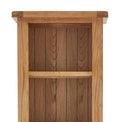 Zelah Oak Narrow Bookcase - Close up of top of bookcase