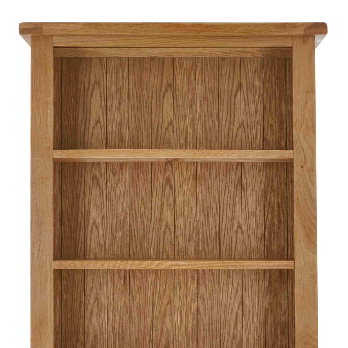 Zelah Oak Large Bookcase - Close up of top