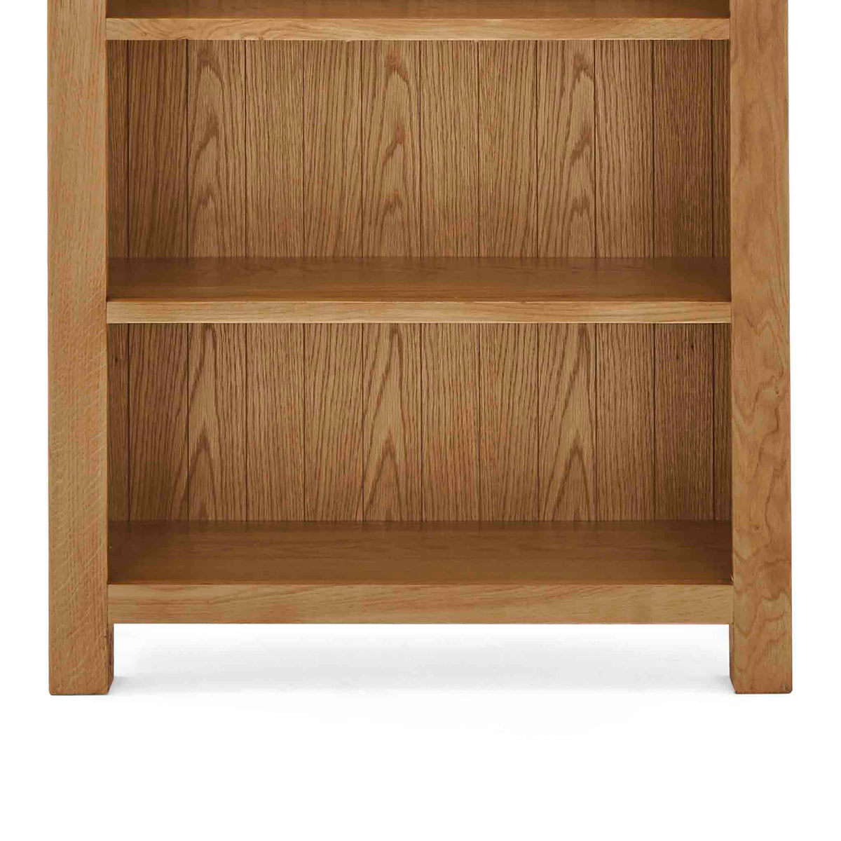 Zelah Oak Large Bookcase - Close up of base of bookcase