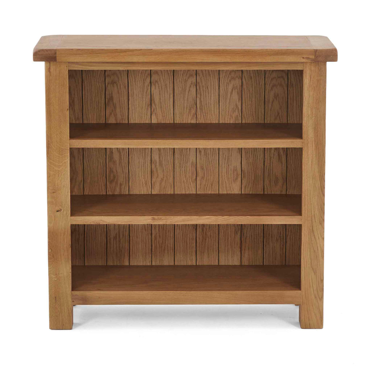 Zelah Oak Small Bookcase - Front view showing top