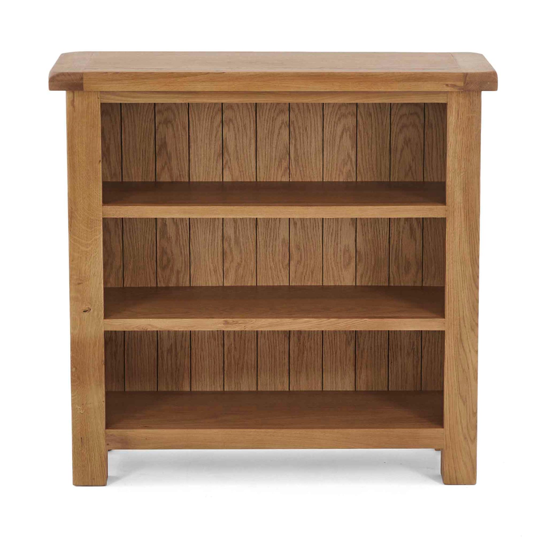 Zelah Oak Small Bookcase - Front view showing top
