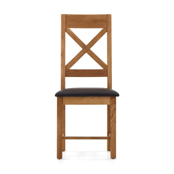 Zelah Oak Cross-Back Dining Chair with Padded Seat