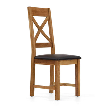 Zelah Oak Cross-Back Dining Chair with Padded Seat