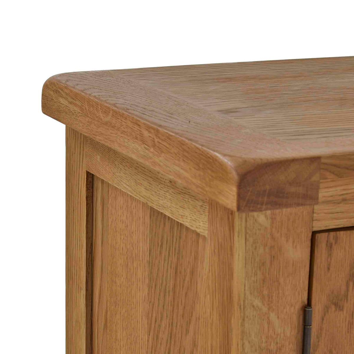 Zelah Oak Display Cabinet - Close up of top corner