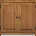 Zelah Oak Display Cabinet - Close up of lower cupboard doors