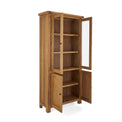 Zelah Oak Display Cabinet with cupboard and display doors open