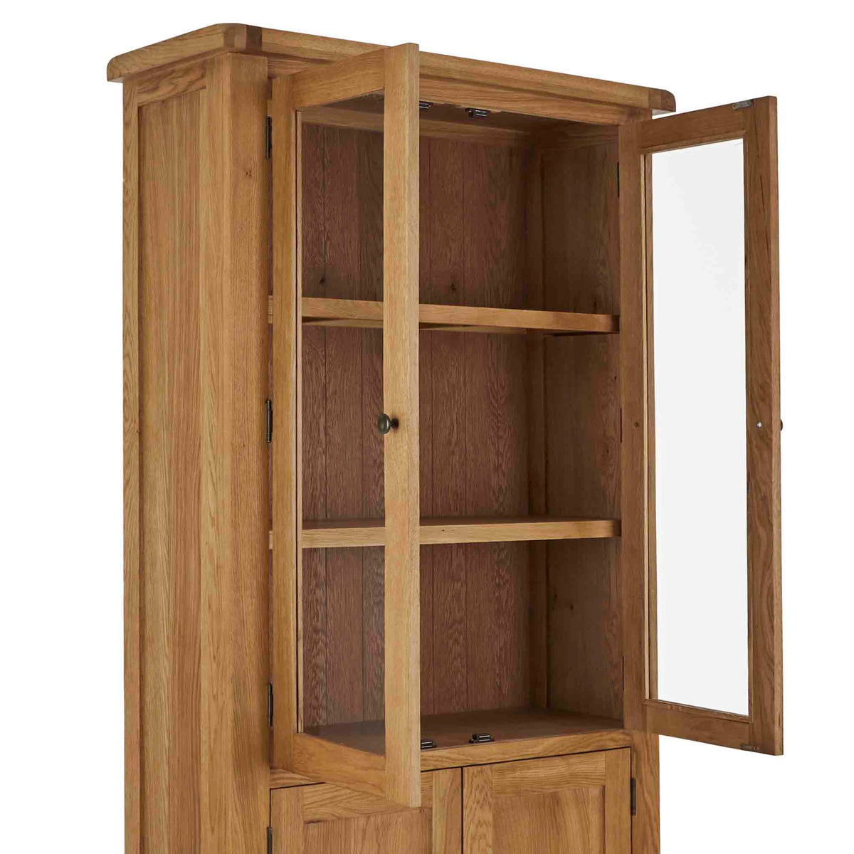 Zelah Oak Display Cabinet - Close up of display cabinet with doors open