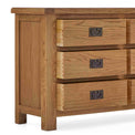 Zelah Oak 3+3 Drawer Chest of Drawers - Close up of drawers open