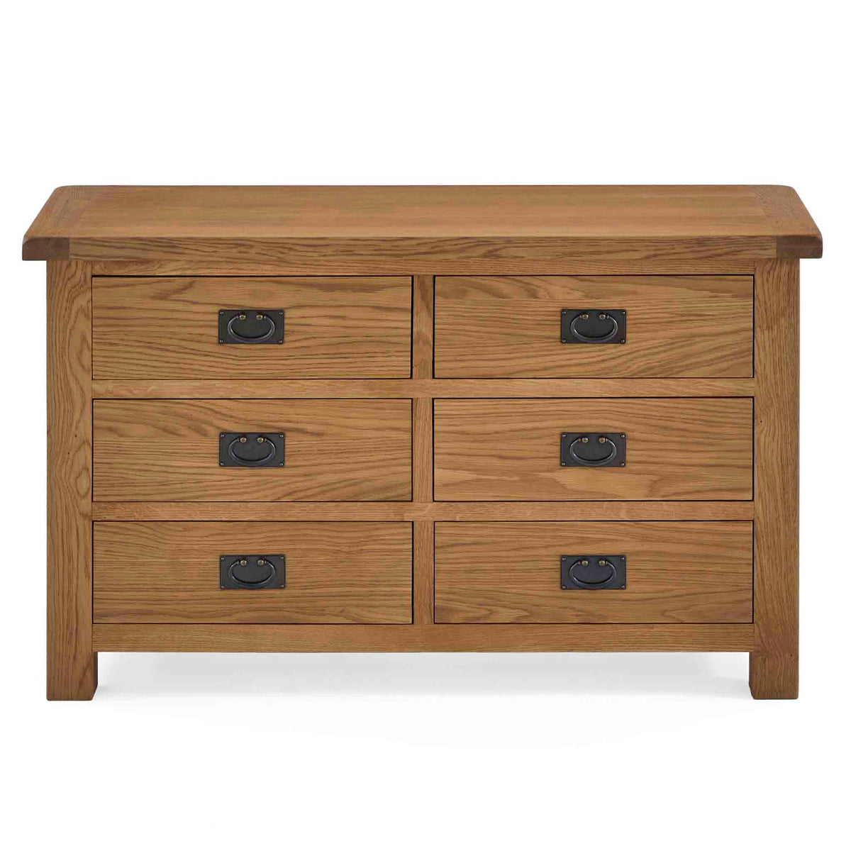 Zelah Oak 3+3 Drawer Chest of Drawers - Front view showing top