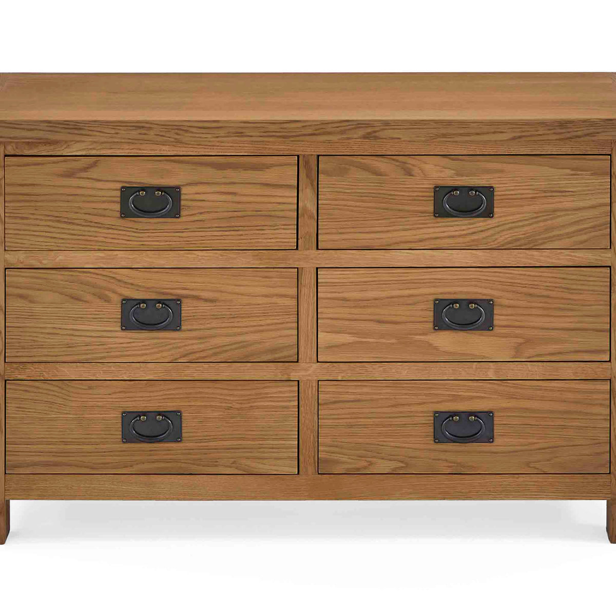 Zelah Oak 3+3 Drawer Chest of Drawers - Close up of drawer fronts