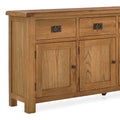Zelah Oak Extra Large Sideboard - Close up of front of drawers and cupboard