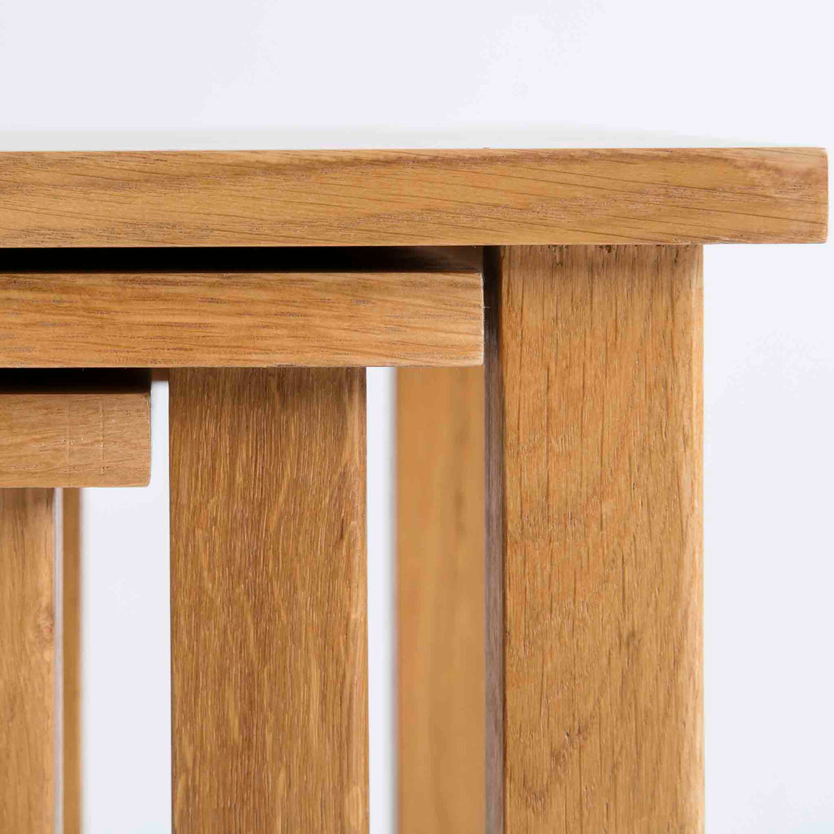 Surrey Oak Nest of Tables - Close up when tables are nested