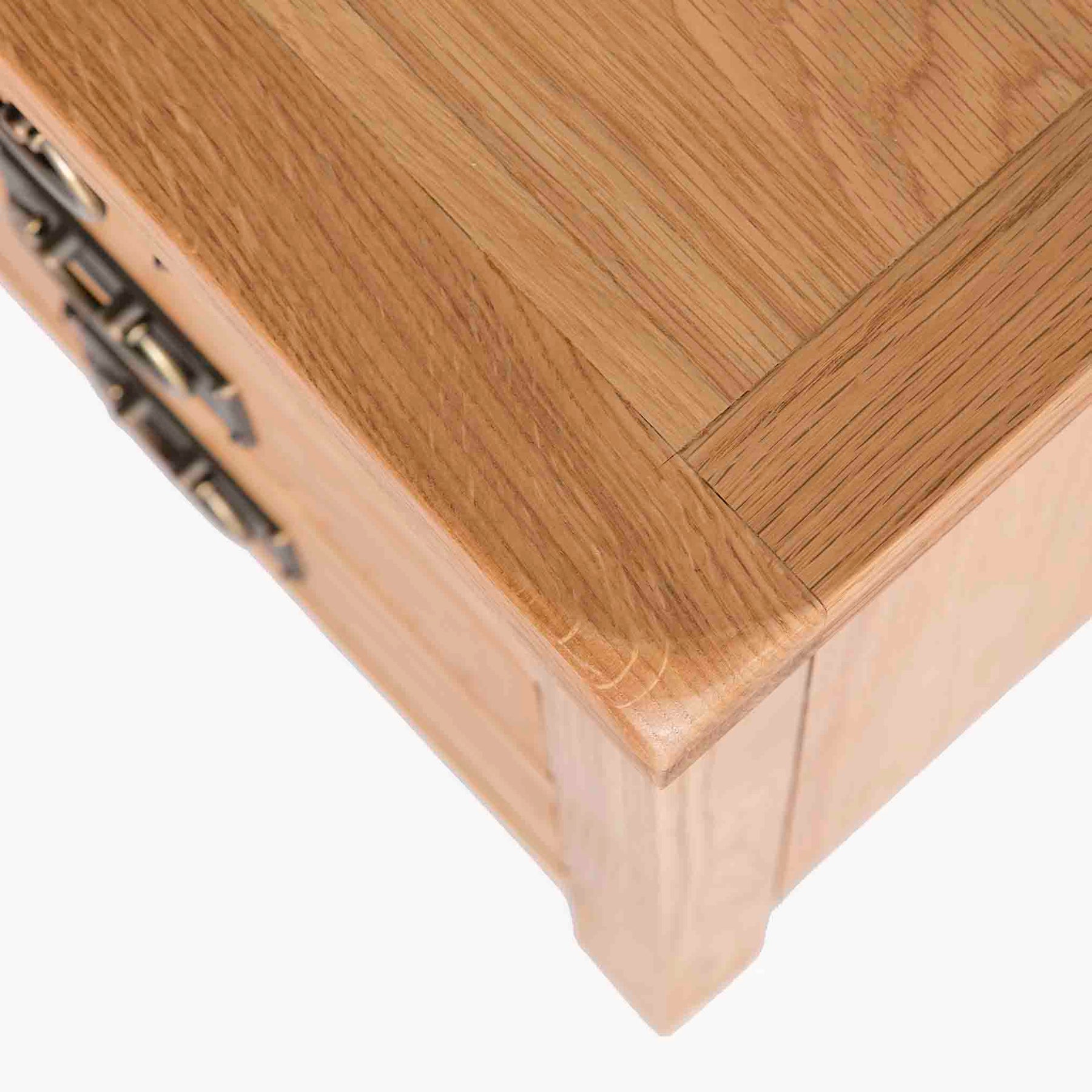 Surrey Oak Bedside Table - Birds Eye View of Oak Top Corner