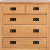 Surrey Oak 2 Over 3 Chest of Drawers - Close up of Drawer Fronts