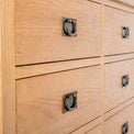 close up of 6 drawers on the Surrey Oak Large Chest Of Drawers