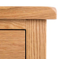 Surrey Oak waxed 5 drawer wide chest - Close Up of Top Corner