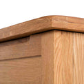 Surrey Oak Blanket Box / Ottoman - Close up of corner of top of blanket box