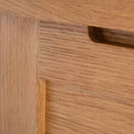 Surrey Oak Blanket Box / Ottoman - Close up of shaped top of box to grab lid easily
