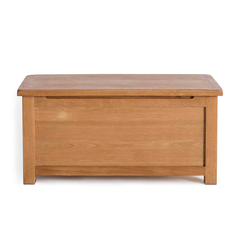 Surrey Oak Blanket Box with Sprung Top, Solid Wood Rustic Waxed Oak