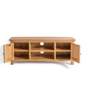London Oak 120cm TV Stand - Front view with cupboards open