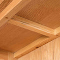 London Oak Large Bookcase - Close up of inside/underneath top of bookcase