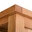 London Oak Large Bookcase - Close up of top corner of bookcase