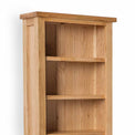 London Oak Slim Bookcase - Close up of top half of bookcase