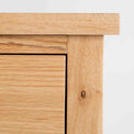 close up of the solid oak top edge on the London Oak 2 over 3 Chest of Drawers