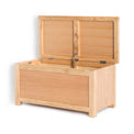 London Oak Blanket Storage Box - Side view with lid open