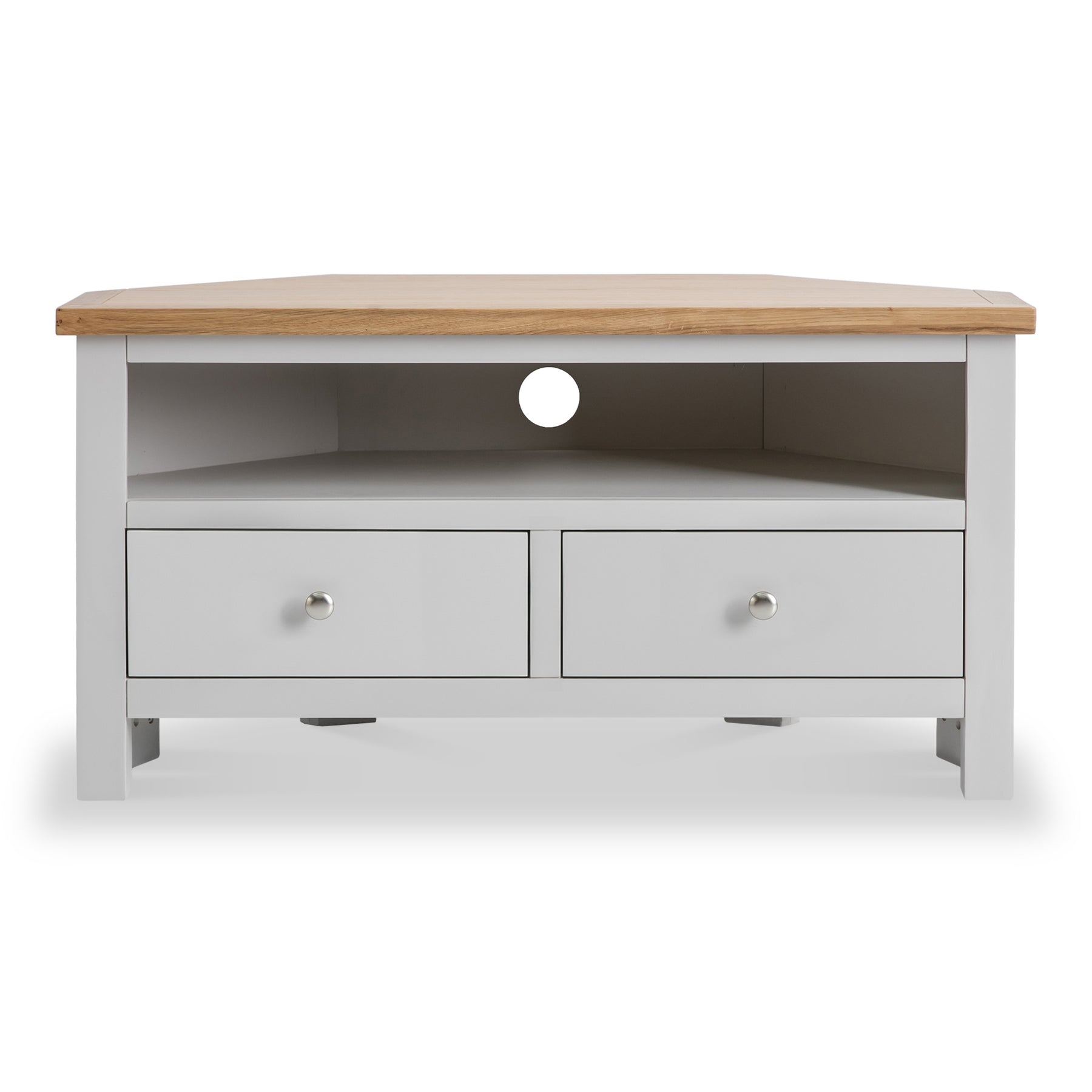 Farrow Grey Corner TV Stand by Roseland Furniture - Front View
