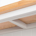 Underview of the oak top on the Farrow Grey Large Bookcase