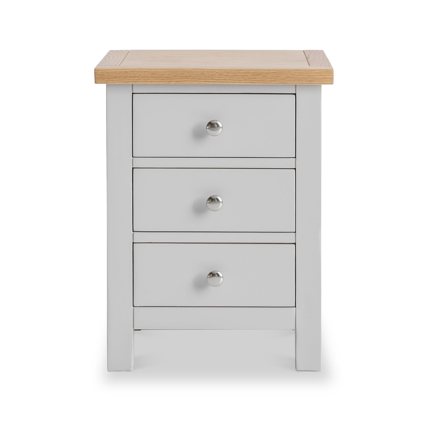 Farrow Grey Bedside Table from Roseland Furniture - Front View