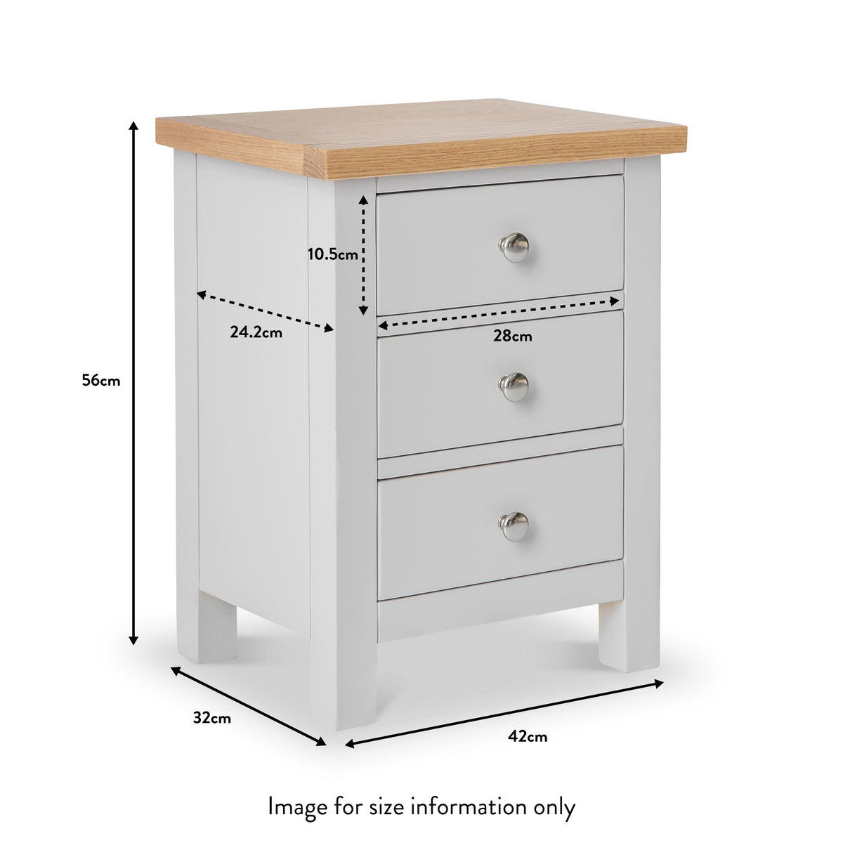 Farrow Grey Bedside Table dimensions