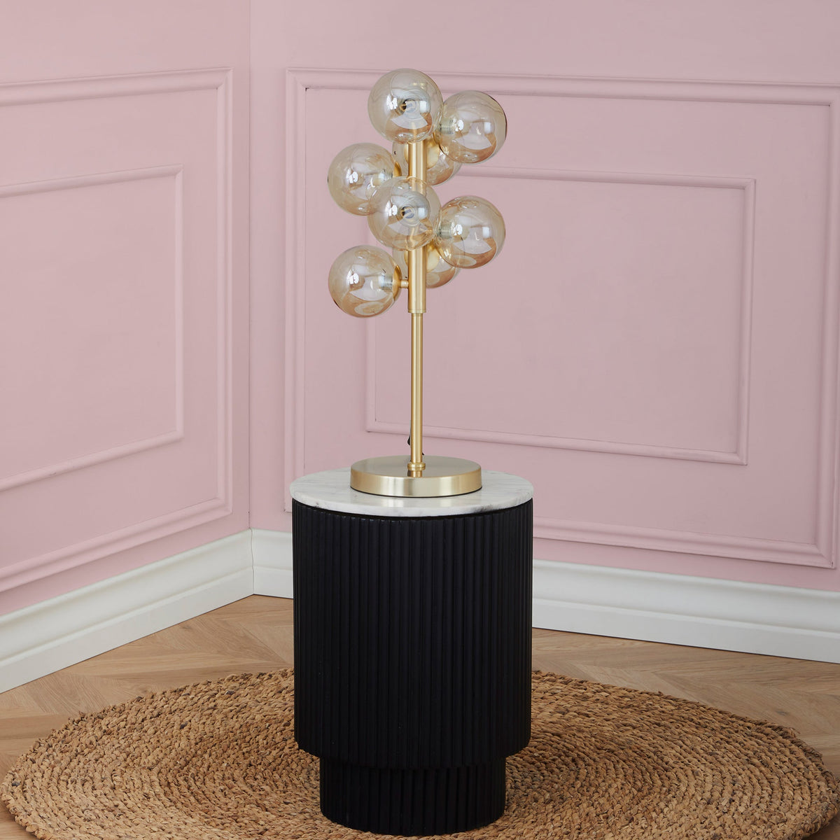 Vecchio Lustre Glass Orb and Gold Metal Table Lamp