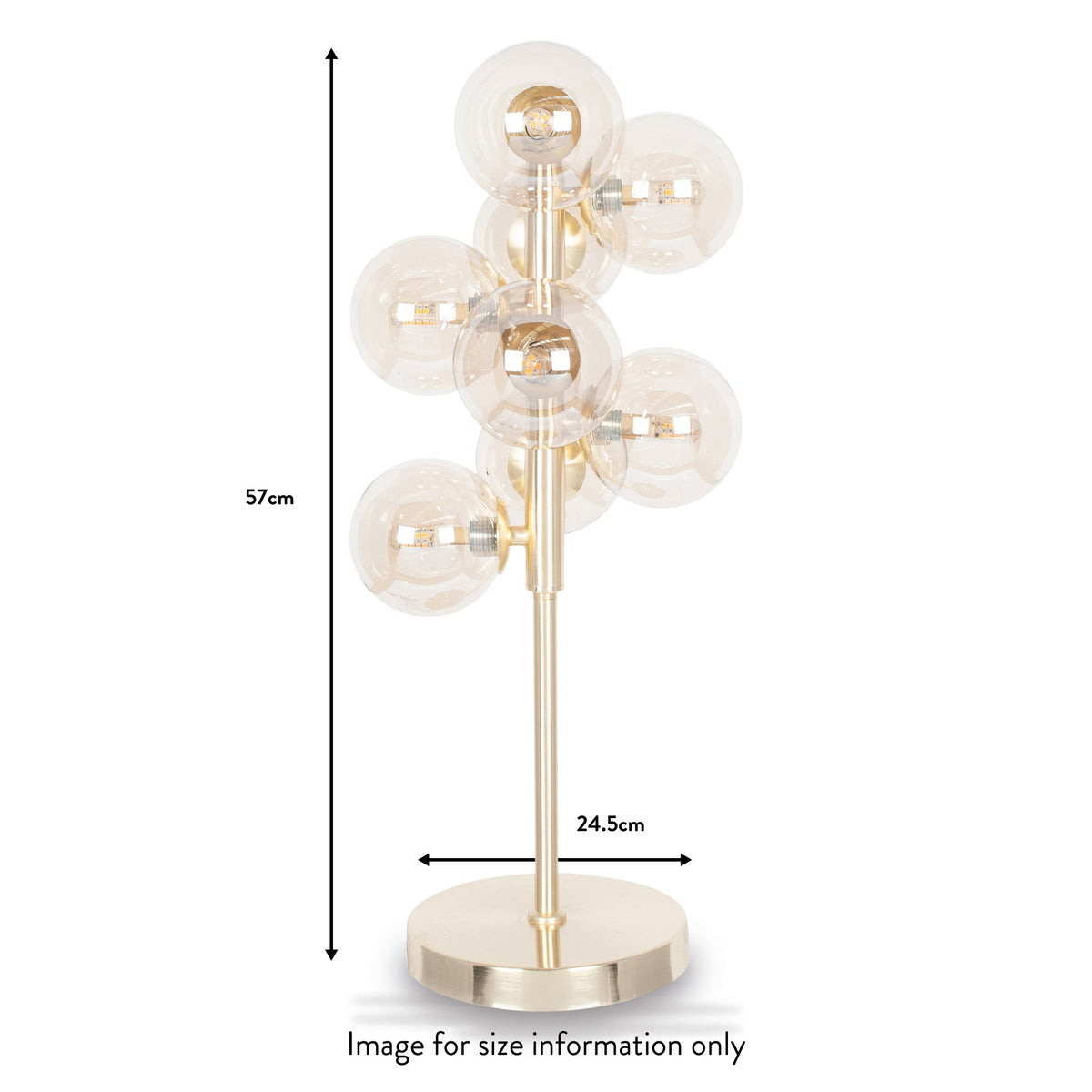 Vecchio Lustre Glass Orb and Gold Metal Table Lamp dimensions