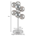 Vecchio Smoked Glass Orb and Chrome Table Lamp dimensions