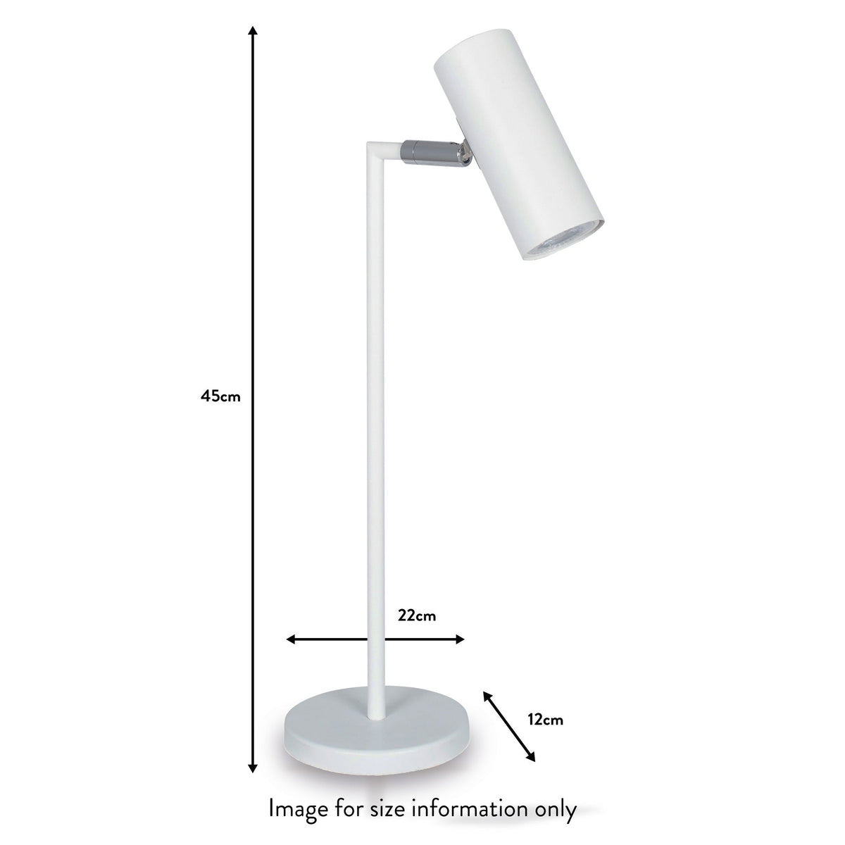 Arris White Adjustable Task Desk  Lamp dimensions