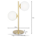 Asterope White Orb and Gold Metal Table Lamp dfimensions