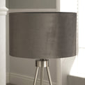 Houston Brushed Silver Metal Tripod Table Lamp close up