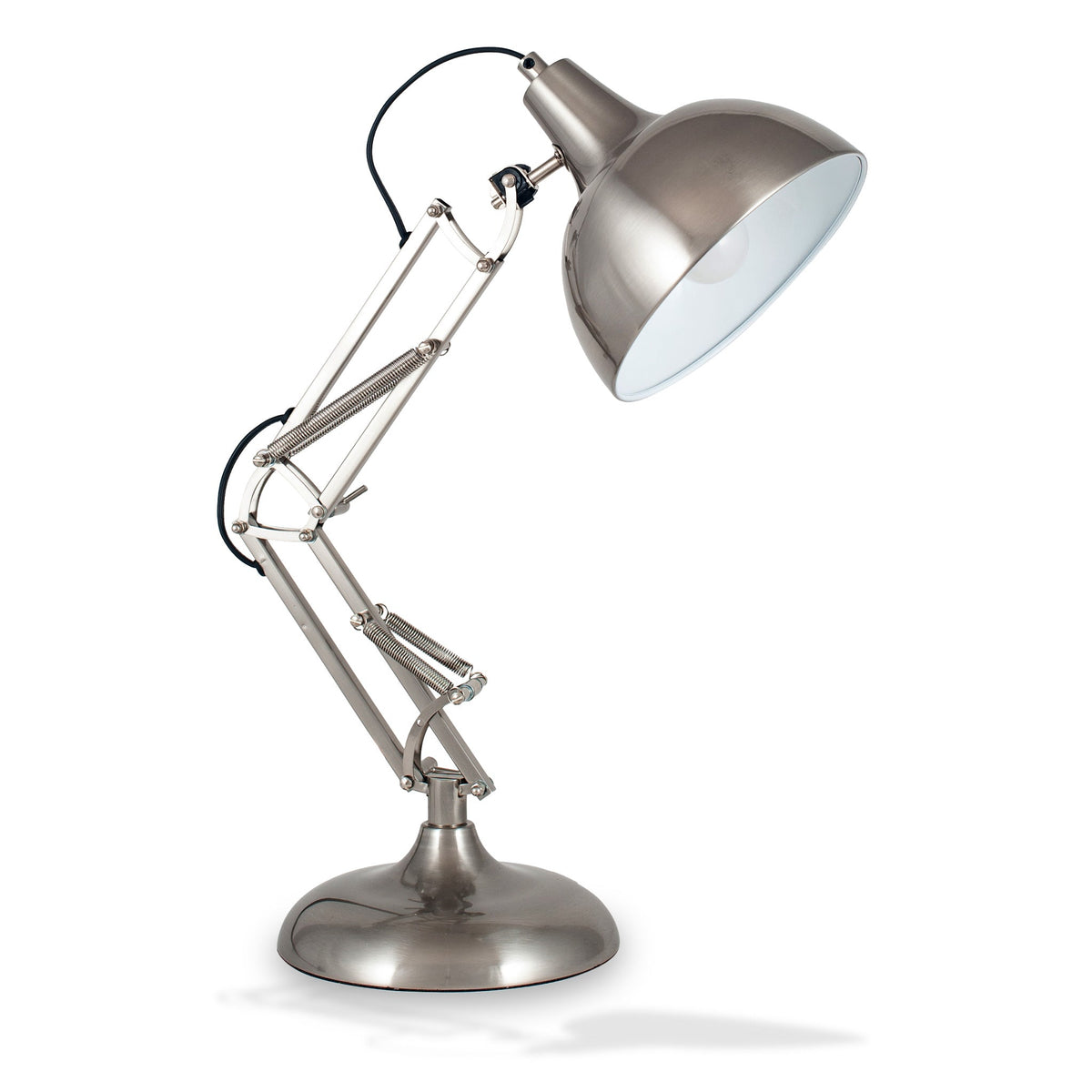 Alonzo Brushed Chrome Metal Task Table Lamp from Roseland Furniture