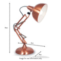 Alonzo Brushed Copper Metal Task Table Lamp dimensions