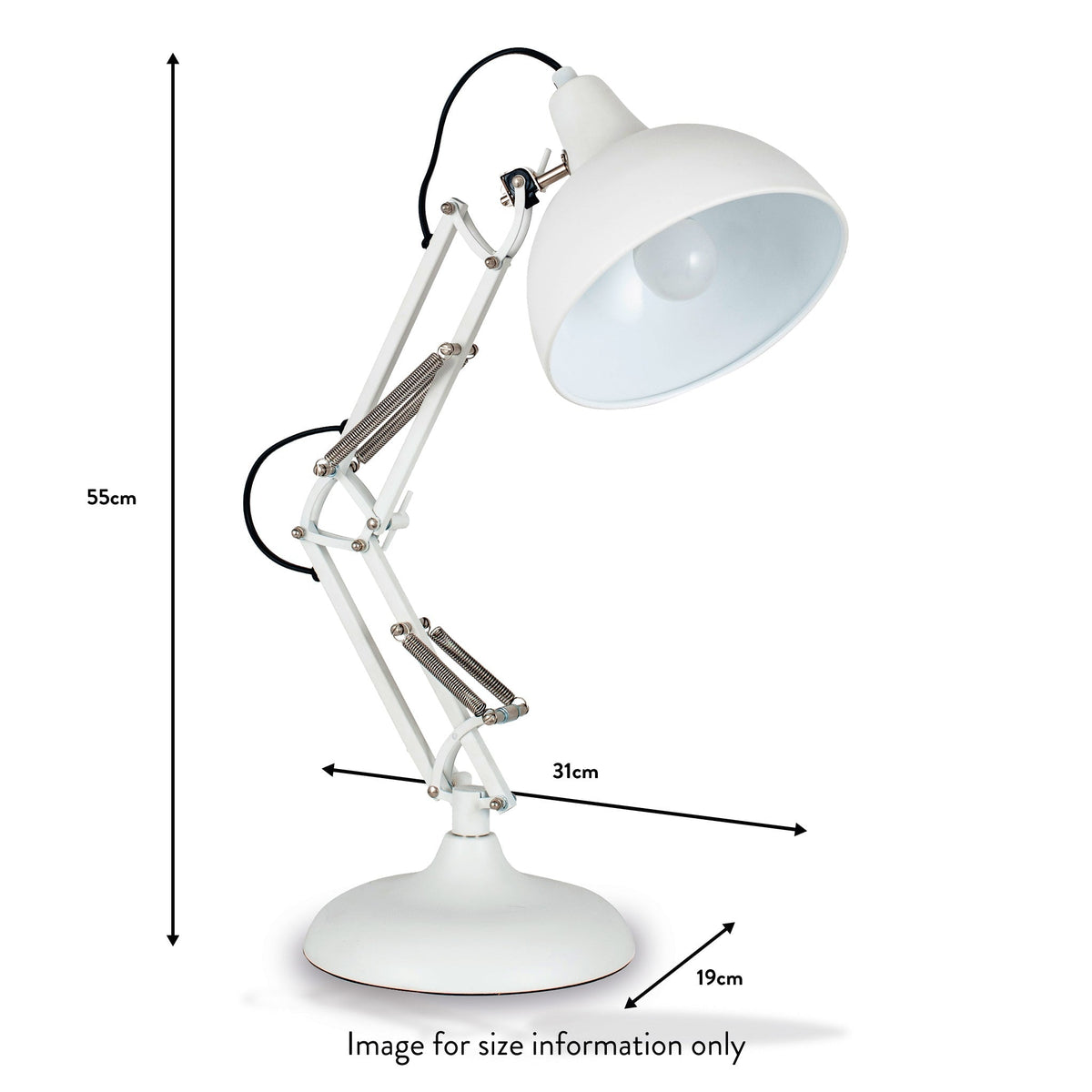 Alonzo Matt White metal Table Lamp dimensions