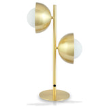 Estelle Brushed Brass Metal and White Orb Dome Table Lamp from Roseland