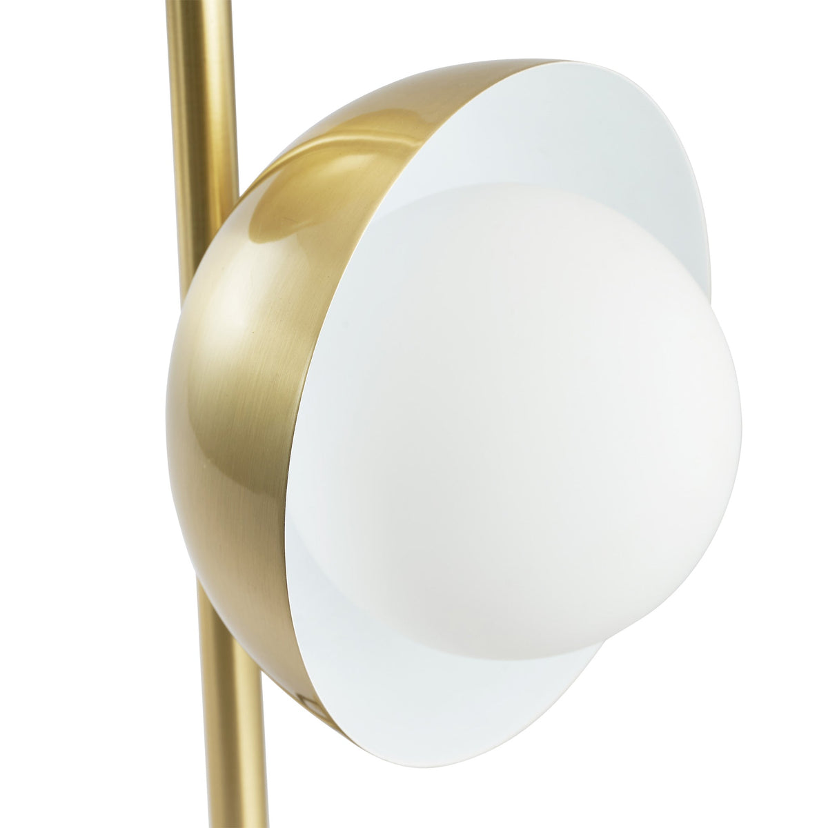 Estelle Brushed Brass Metal and White Orb Dome Table Lamp