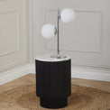 Asterope White Orb and Chrome Metal Table Lamp for living room