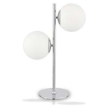 Asterope White Orb and Chrome Metal Table Lamp