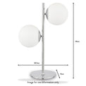 Asterope White Orb and Chrome Metal Table Lamp dimensions