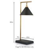 Zeta Matt Black and Antique Brass Table Lamp dimensions