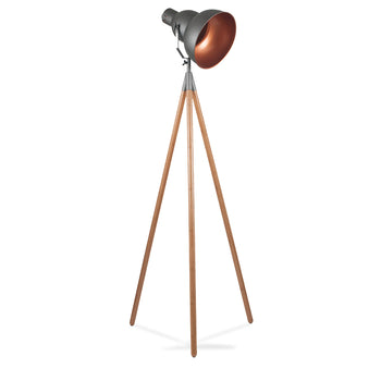 Larkin Metal & Natural Wood Tripod Floor Film Light