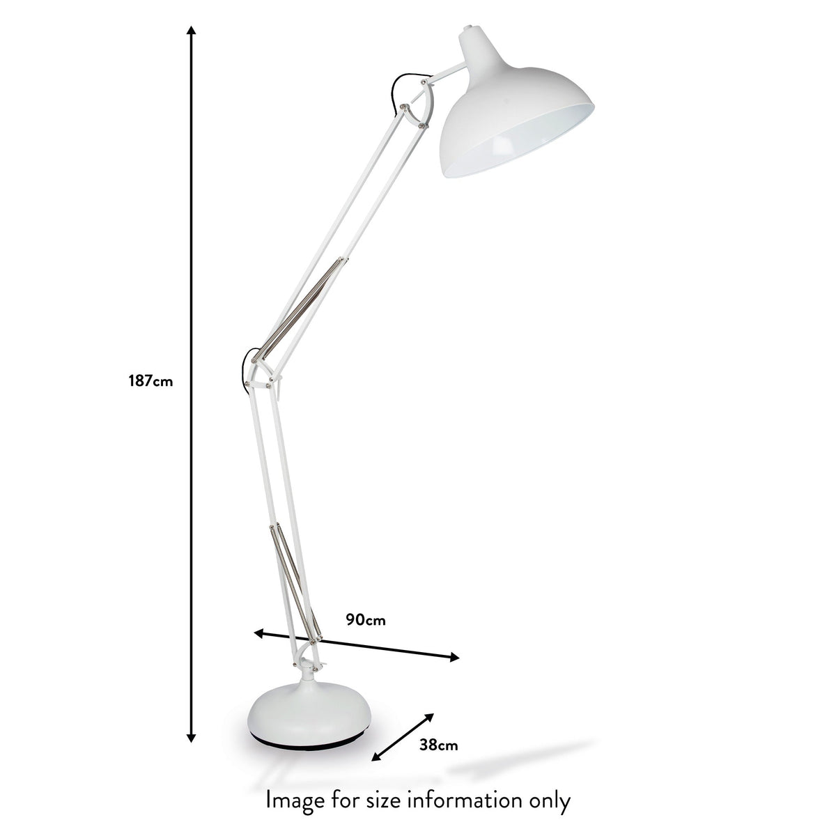 Alonzo Matt White Metal Task Floor Lamp dimensions